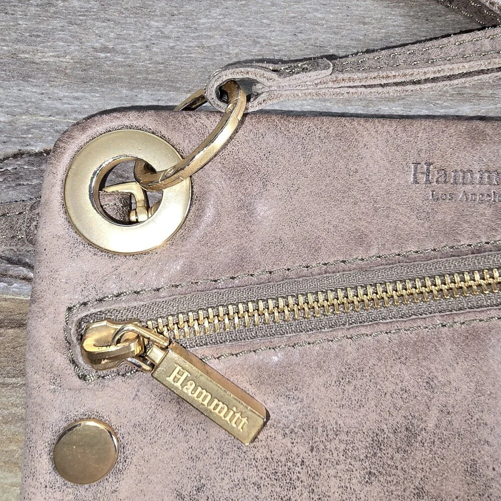 Hammitt Los Angeles Gray Leather Crossbody Clutch Wristlet Purse Pewter Nash - Picture 2 of 9